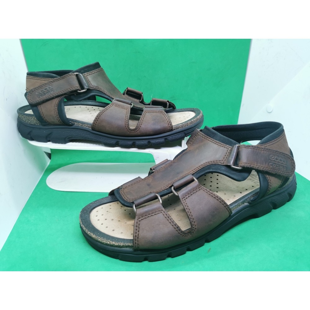 ECCO COSMO Men's Cork Strappy Comfort Sandals Outdoor Leather Brown Size 42 /8.5
